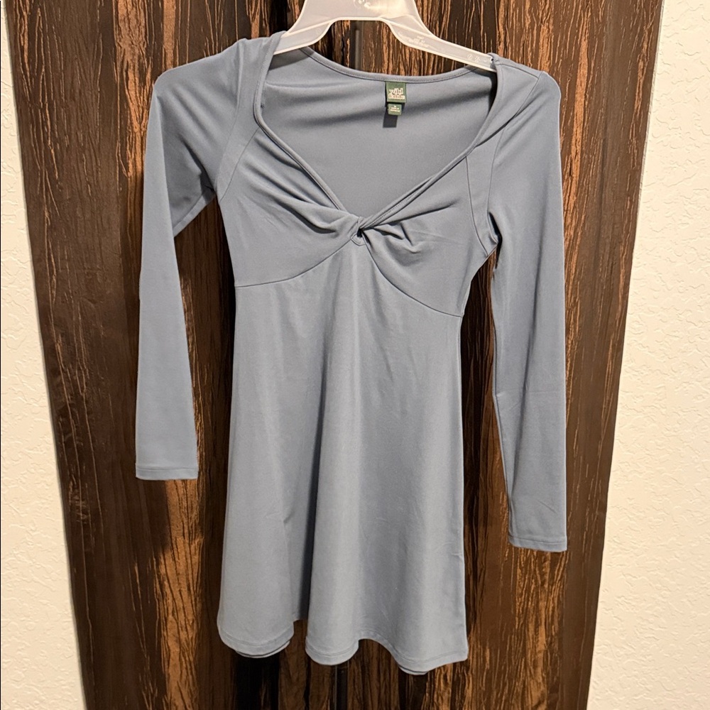 Wild Fable Long Sleeve Twist Front Dress in Blue